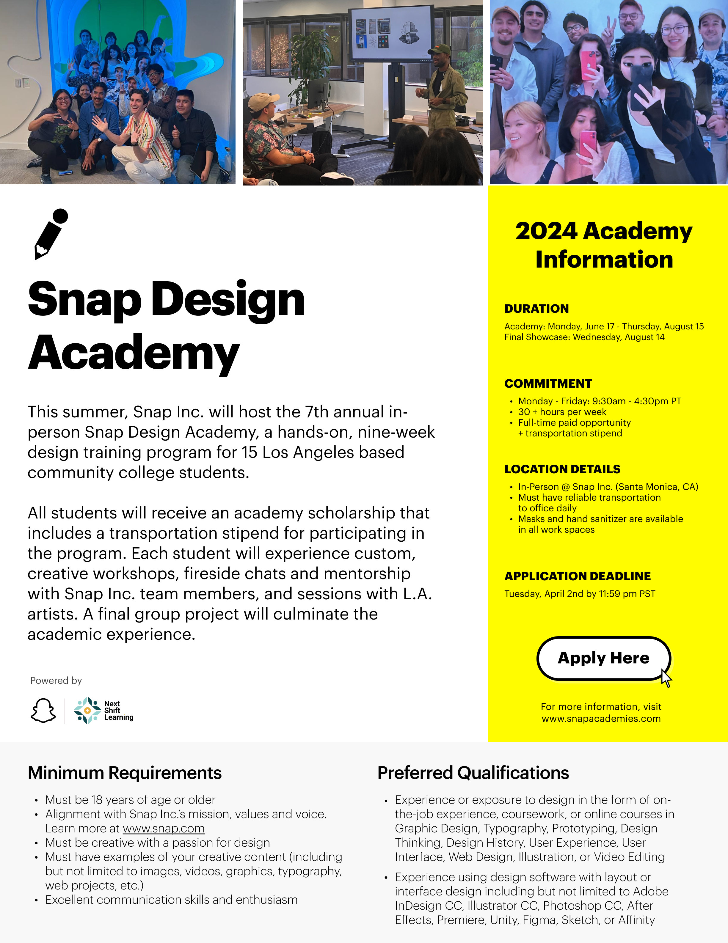 Snap Design Academy Flyer