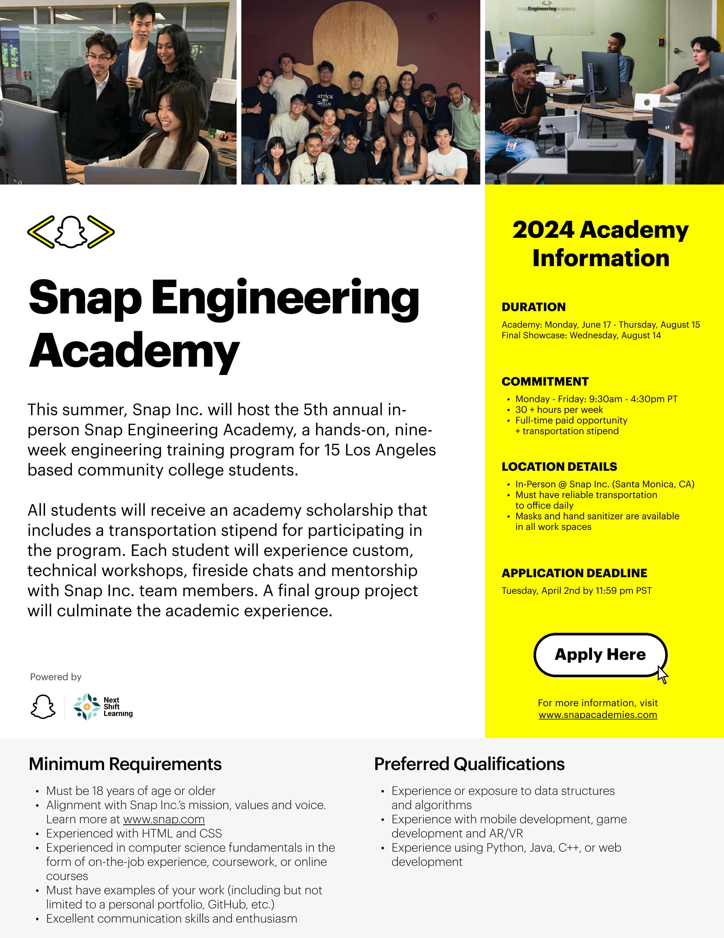 Snap Engineering Academy Flyer