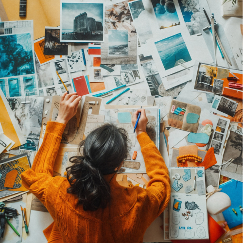Woman looking at designs